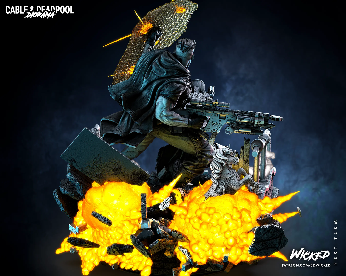 Deadpool Cable Diorama Figure by Wicked 3DHeroFigure