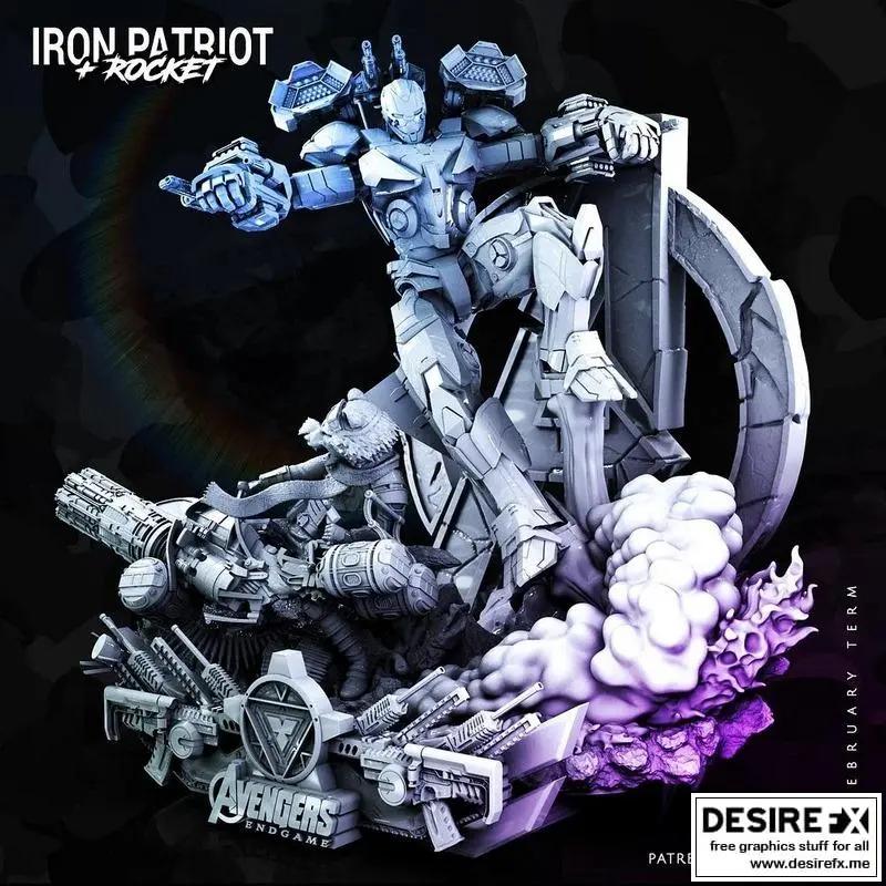Iron Patriot Rocket Raccoon Diorama Figure by Wicked 3DHeroFigure