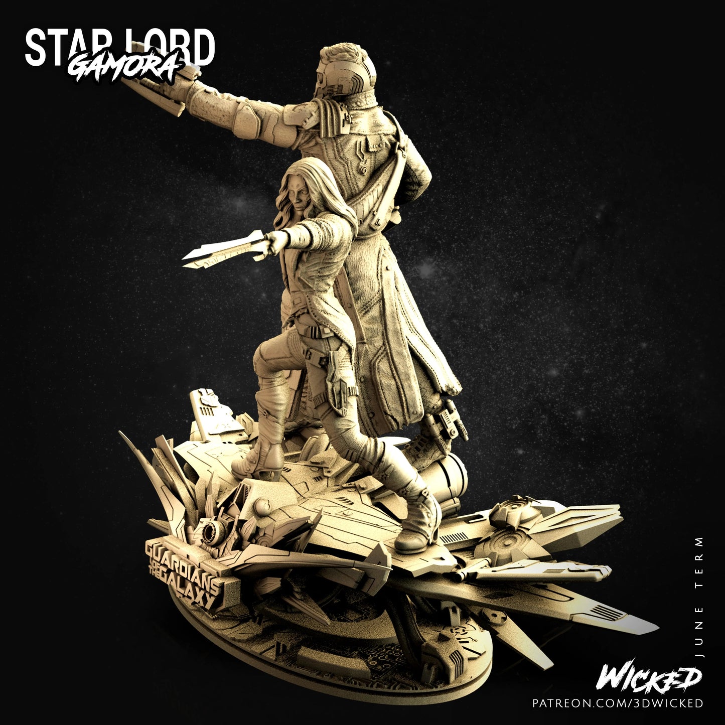 Star Lord Gamora Diorama Figure by Wicked 3DHeroFigure