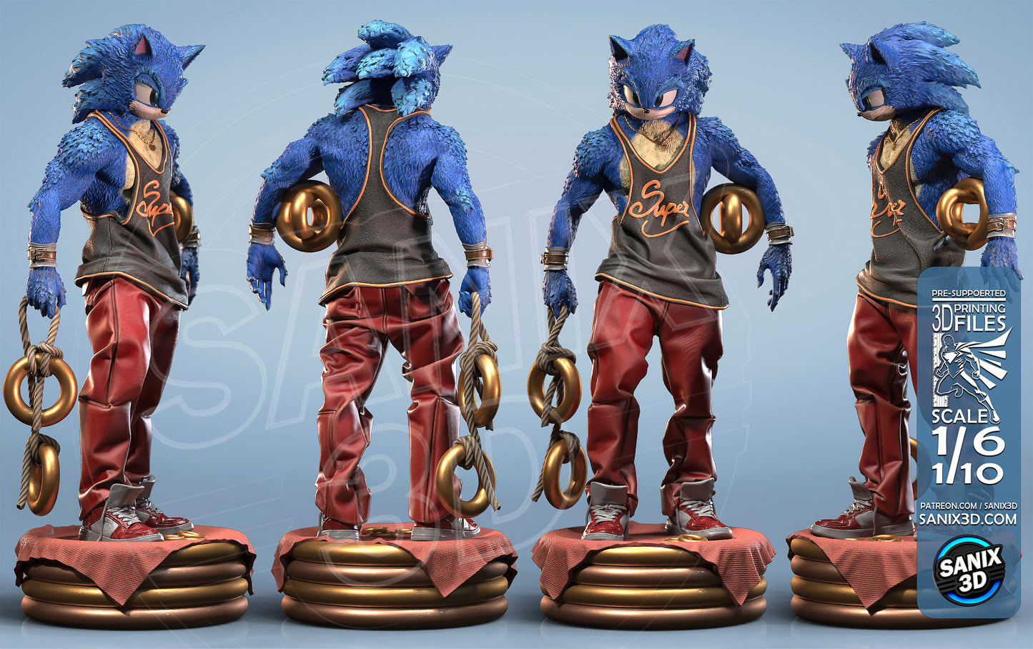 Sonic Figure by Sanix – High Quality 3D Collectible Statue 3DHeroFigure