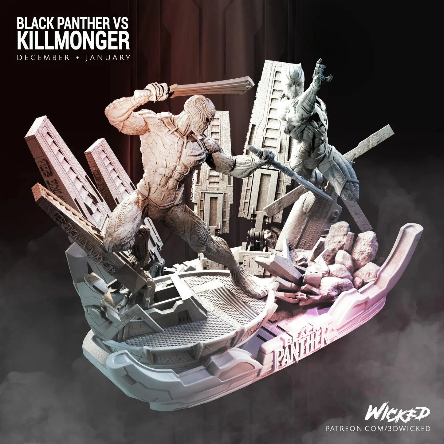 Black Panther Killmonger Diorama Figure by Wicked 3DHeroFigure