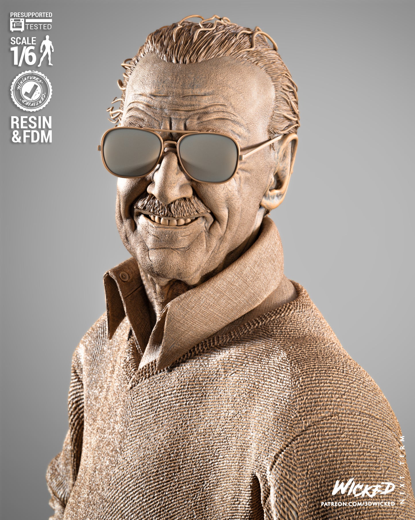 Stan Lee Figure by Wicked – High Quality 3D Collectible Statue 3DHeroFigure