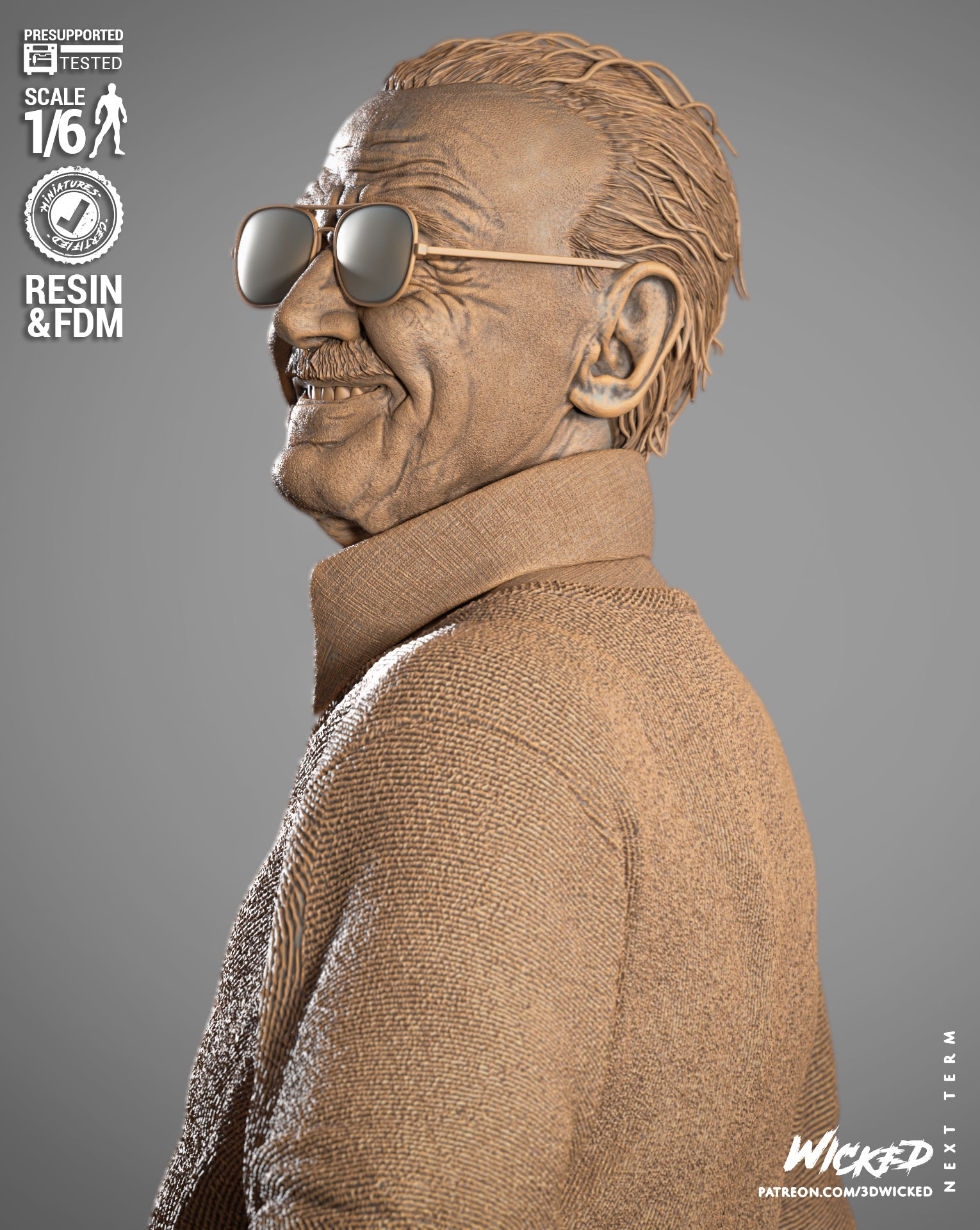Stan Lee Figure by Wicked – High Quality 3D Collectible Statue 3DHeroFigure