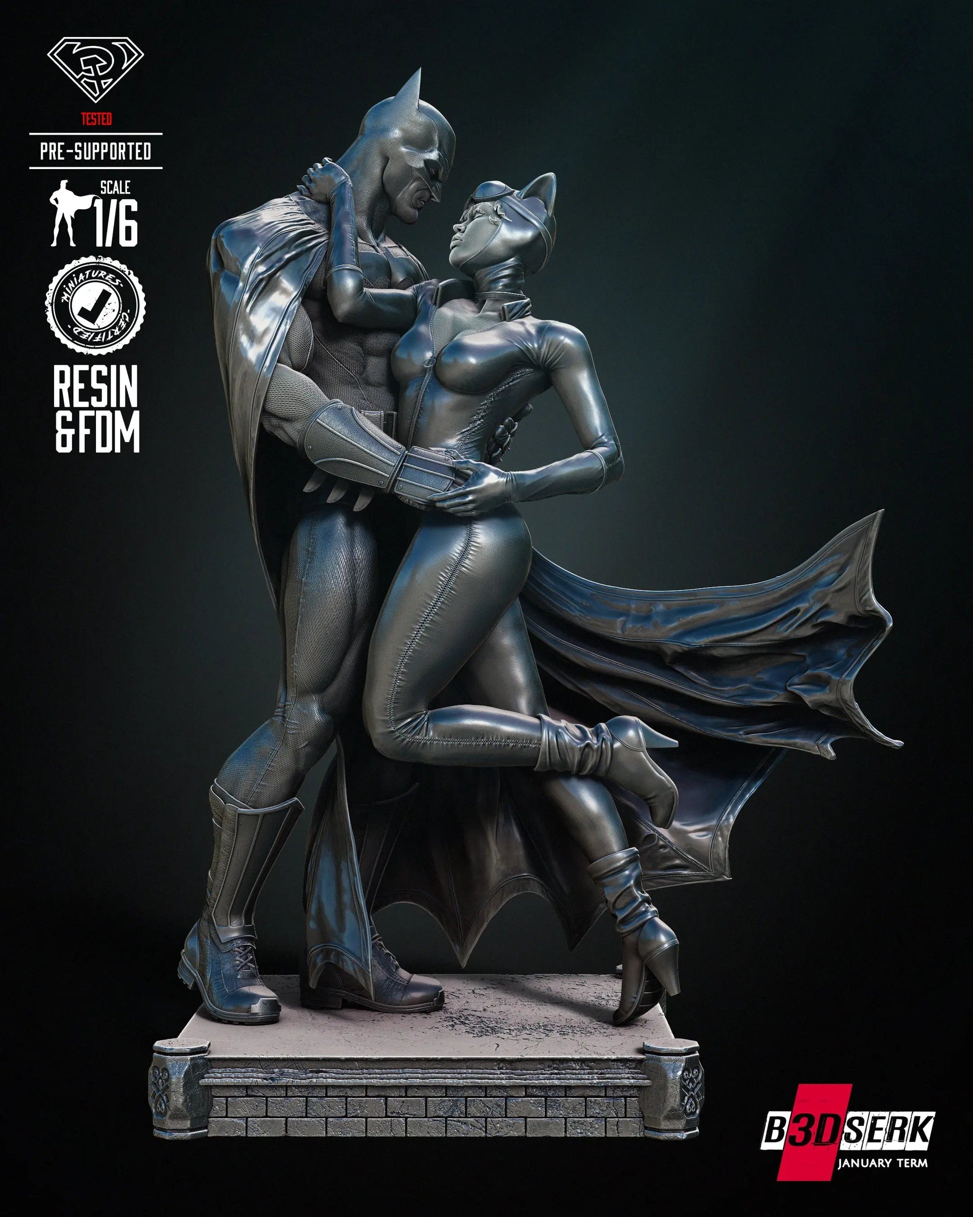 Batman Catwoman Diorama Figure by B3DSERK 3DHeroFigure