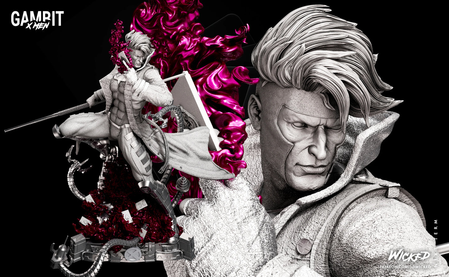 Gambit Figure by Wicked – High Quality 3D Collectible Statue 3DHeroFigure