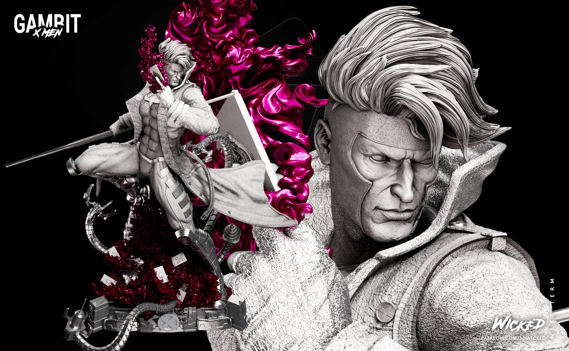 Gambit Figure by Wicked – High Quality 3D Collectible Statue 3DHeroFigure