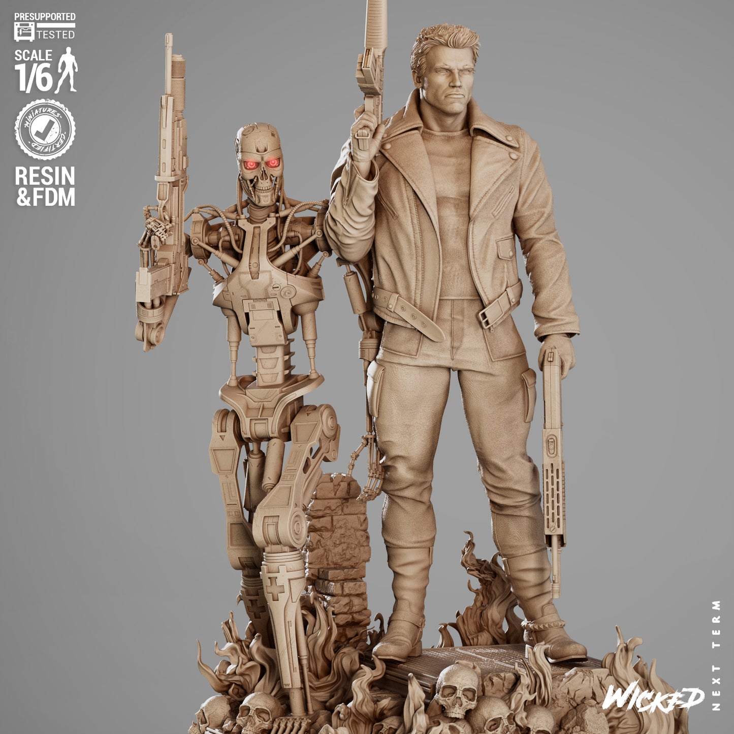 Terminator Diorama Figure by Wicked – High Quality 3D Collectible Statue 3DHeroFigure