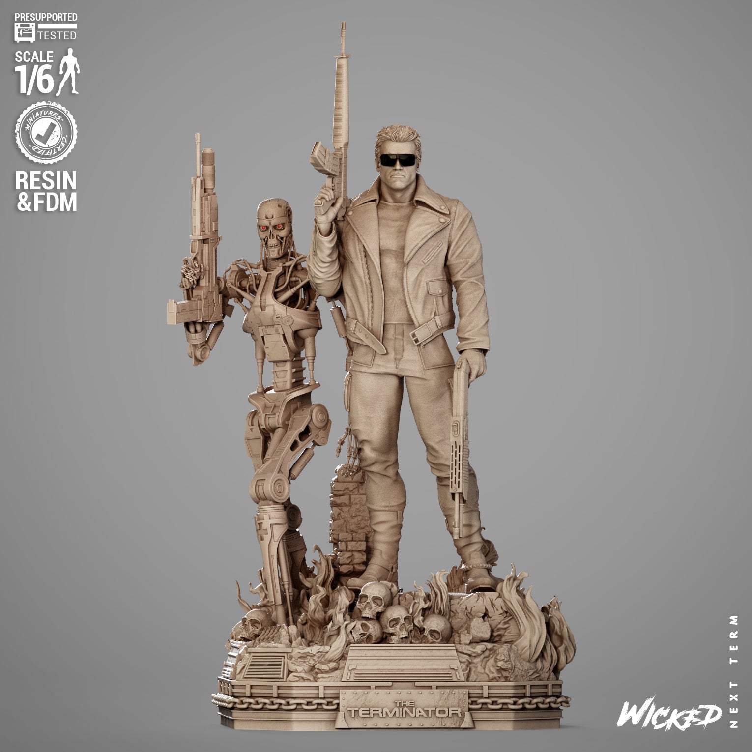Terminator Diorama Figure by Wicked – High Quality 3D Collectible Statue 3DHeroFigure