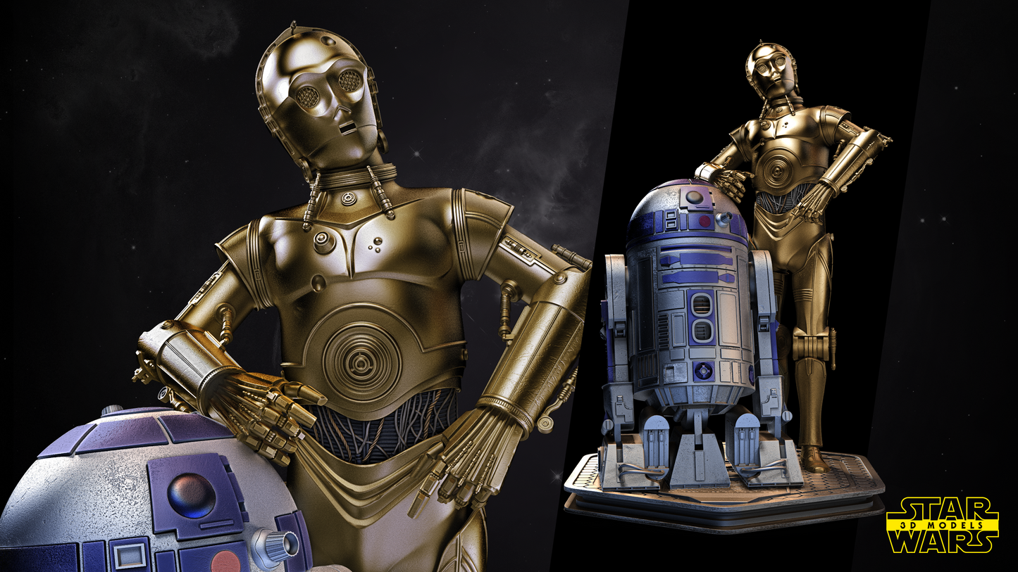 C3P0 R2D2 Diorama Figure by Star Wars – High Quality 3D Collectible Statue 3DHeroFigure