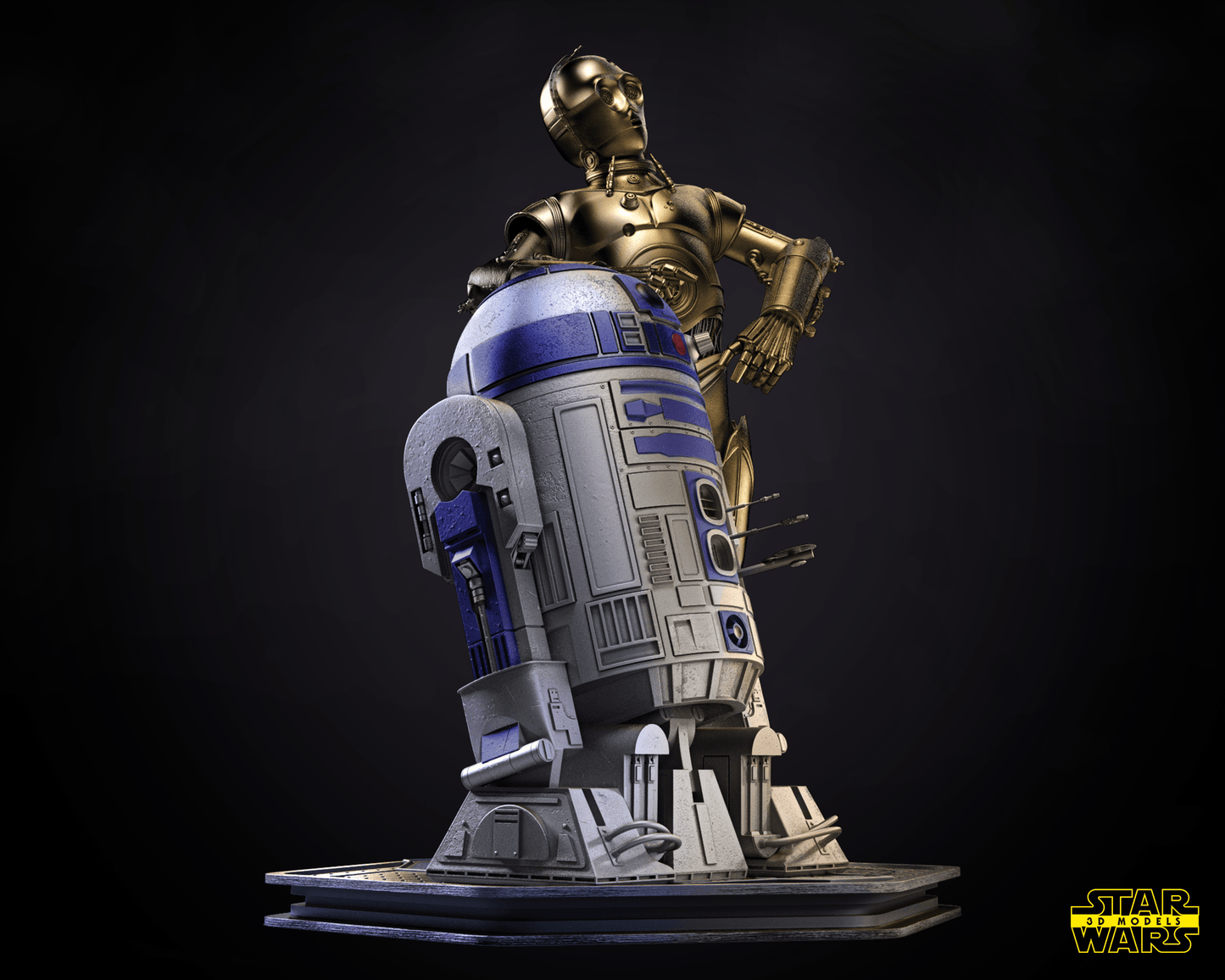 C3P0 R2D2 Diorama Figure by Star Wars – High Quality 3D Collectible Statue 3DHeroFigure