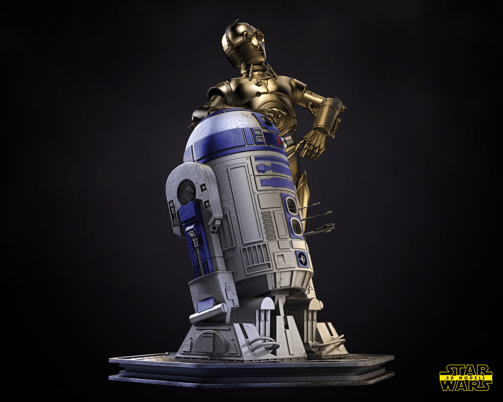 C3P0 R2D2 Diorama Figure by Star Wars – High Quality 3D Collectible Statue 3DHeroFigure