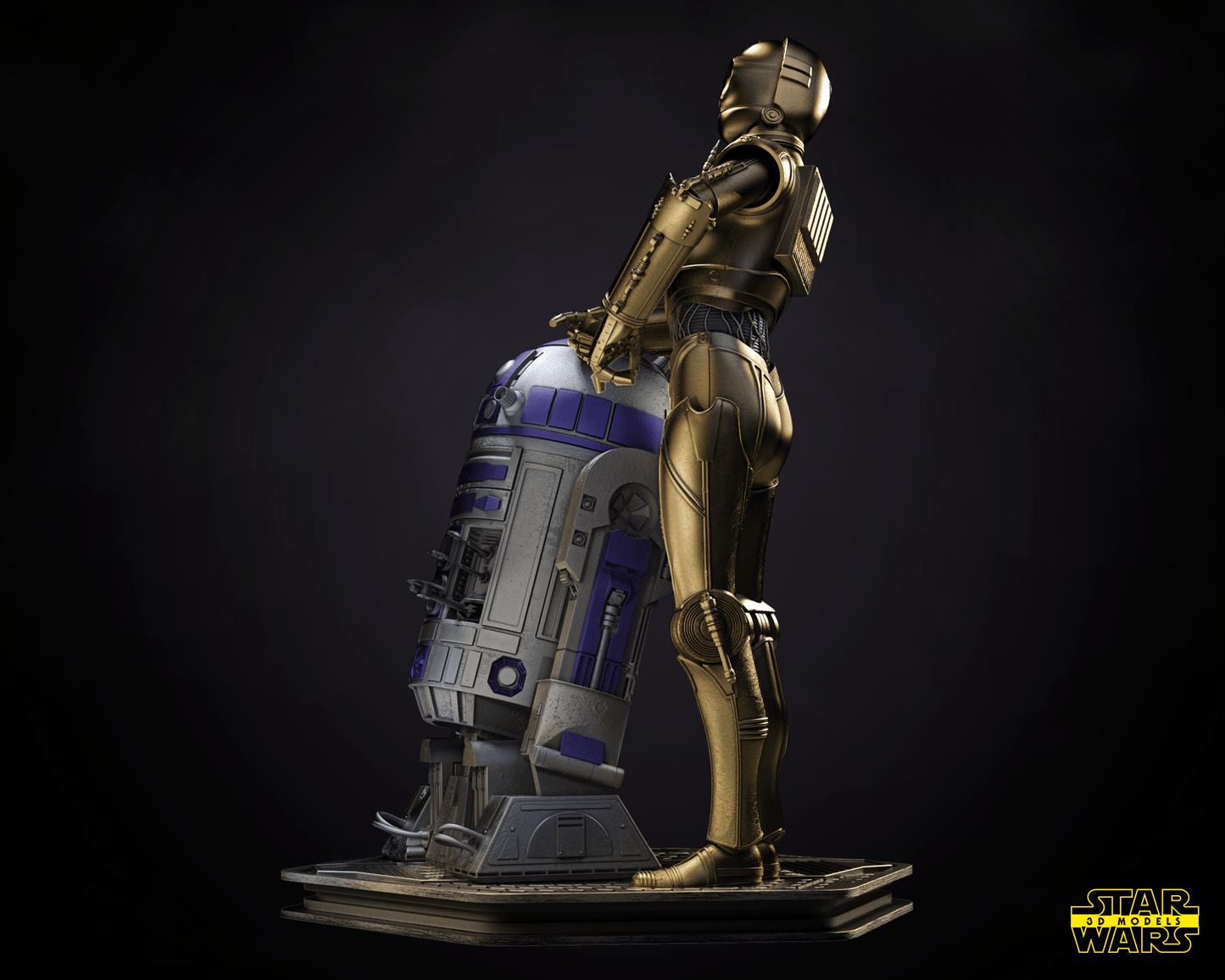 C3P0 R2D2 Diorama Figure by Star Wars – High Quality 3D Collectible Statue 3DHeroFigure