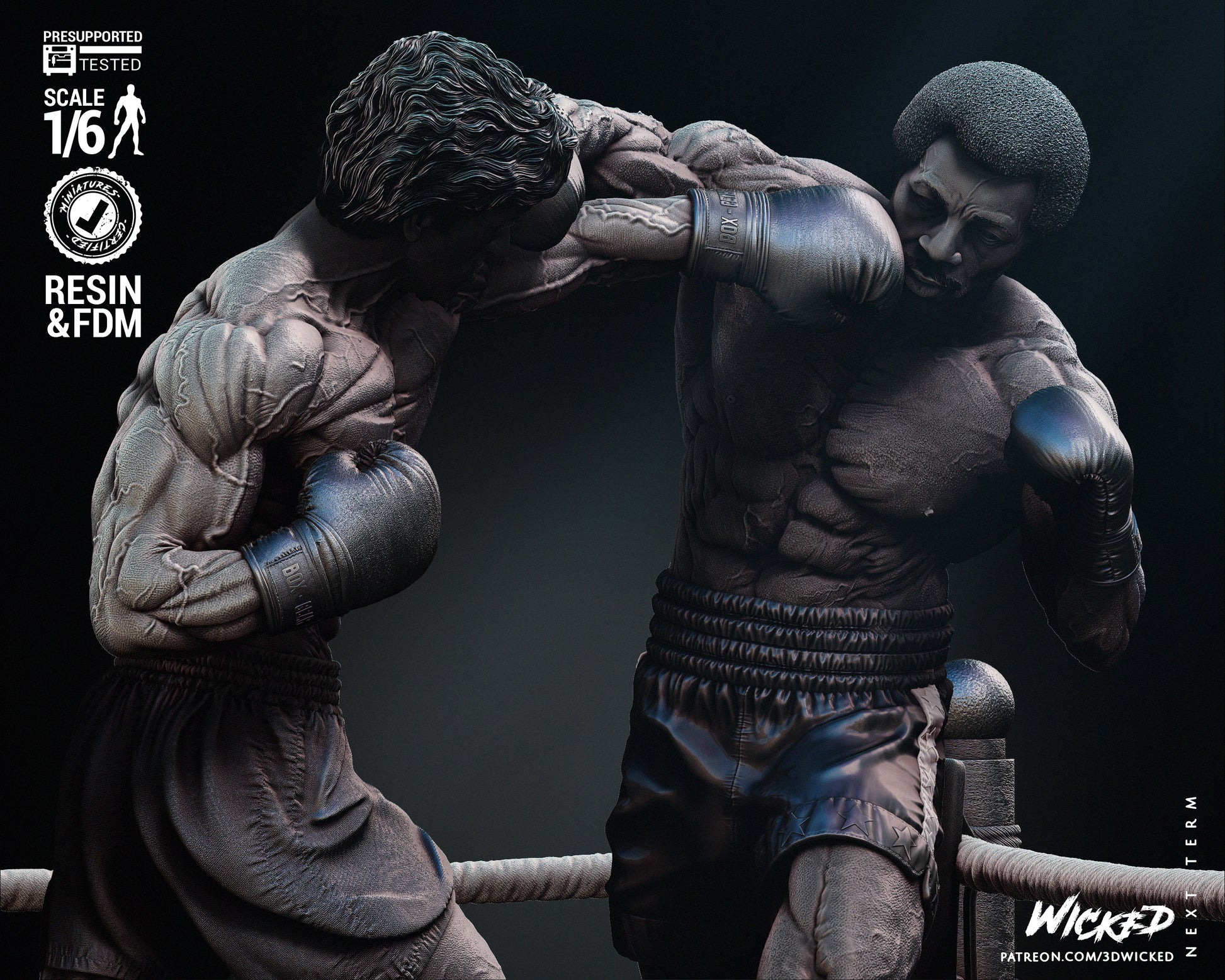 Rocky Balboa Apollo Creed Diorama Figure by Wicked – High Quality 3D Collectible Statue 3DHeroFigure