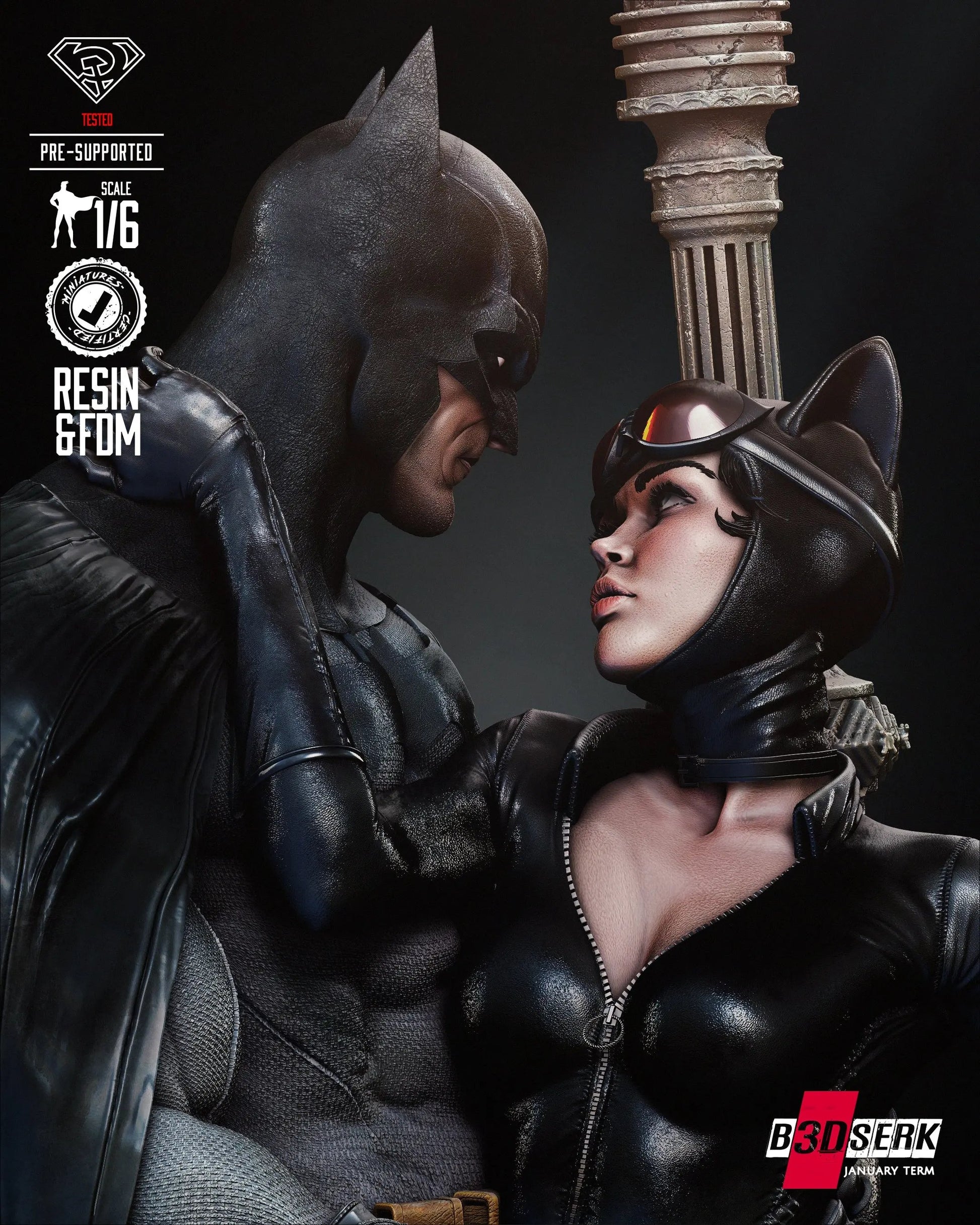 Batman Catwoman Diorama Figure by B3DSERK 3DHeroFigure
