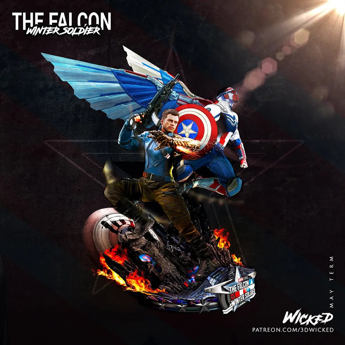 Falcon & Winter Soldier Diorama Figure by Wicked 3DHeroFigure