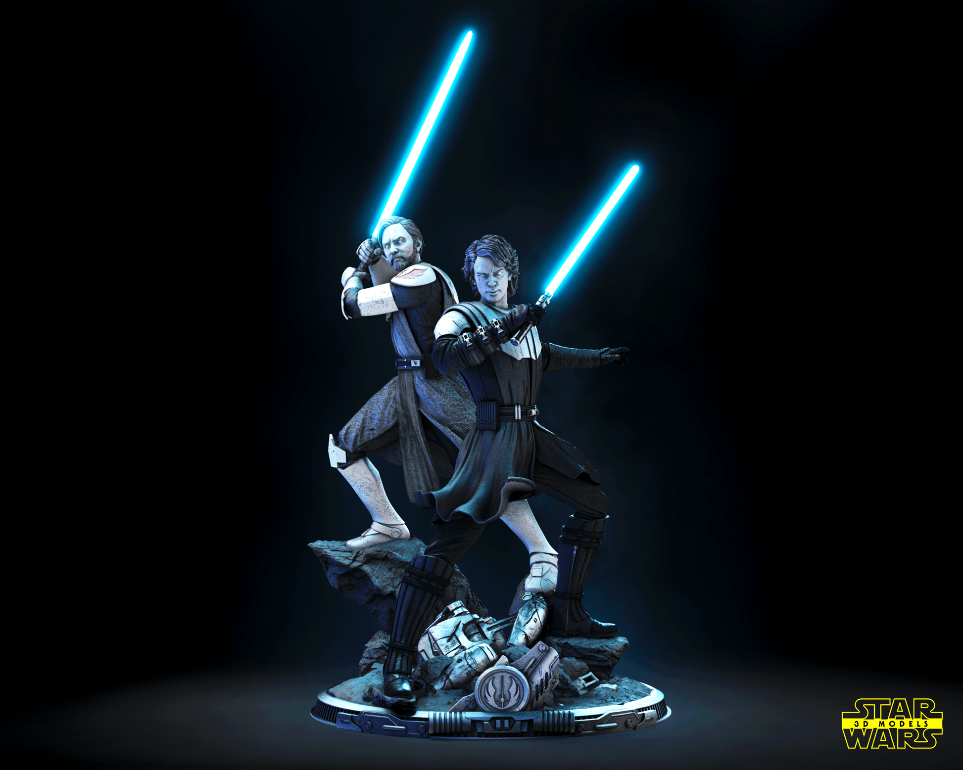 Anakin Obi Wan Diorama Figure by Star Wars – High Quality 3D Collectible Statue 3DHeroFigure