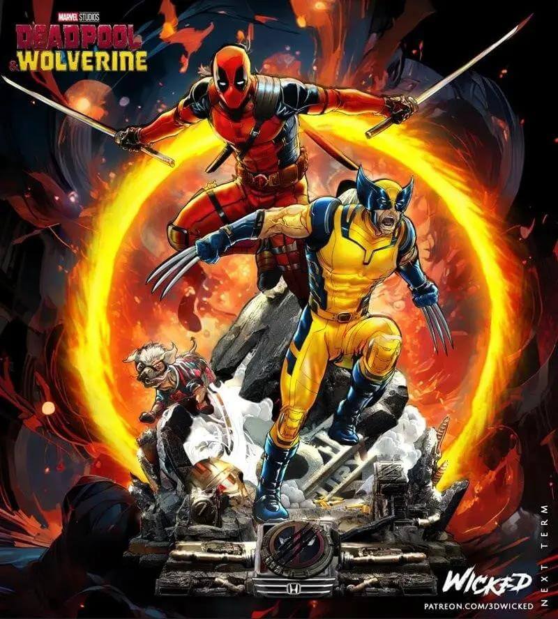 Deadpool Wolverine Diorama Figure by Wicked 3DHeroFigure