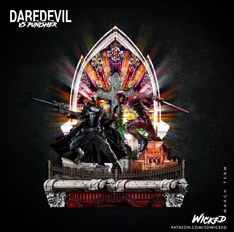 Daredevil Punisher Diorama Figure by Wicked 3DHeroFigure