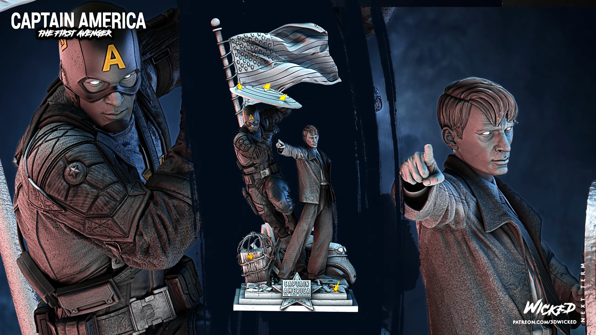 Captain America Steve Rogers Diorama Figure by Wicked 3DHeroFigure