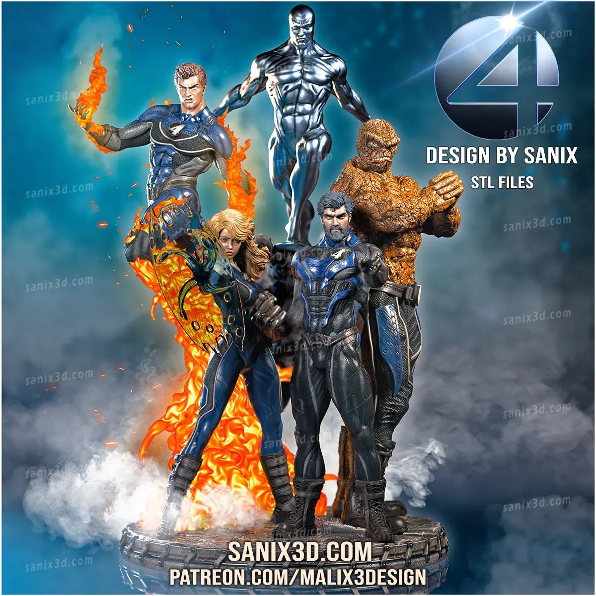 Fantastic Four Diorama Figure by Sanix 3DHeroFigure