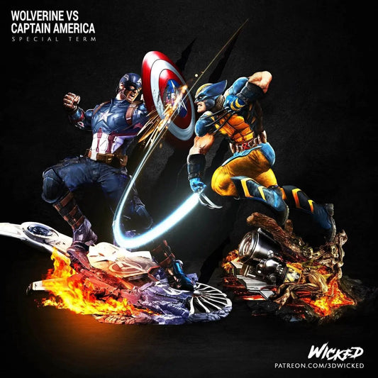 Captain America Wolverine Diorama Figure by Wicked 3DHeroFigure