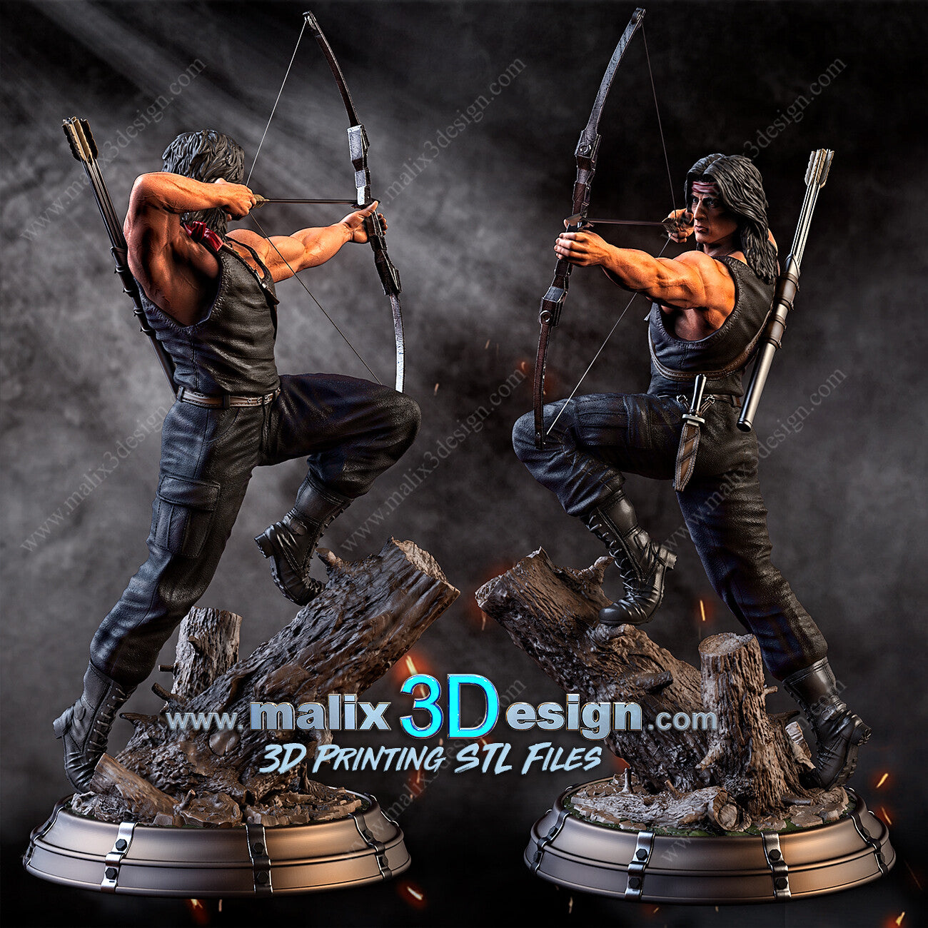 Rambo Figure by Sanix – High Quality 3D Collectible Statue 3DHeroFigure