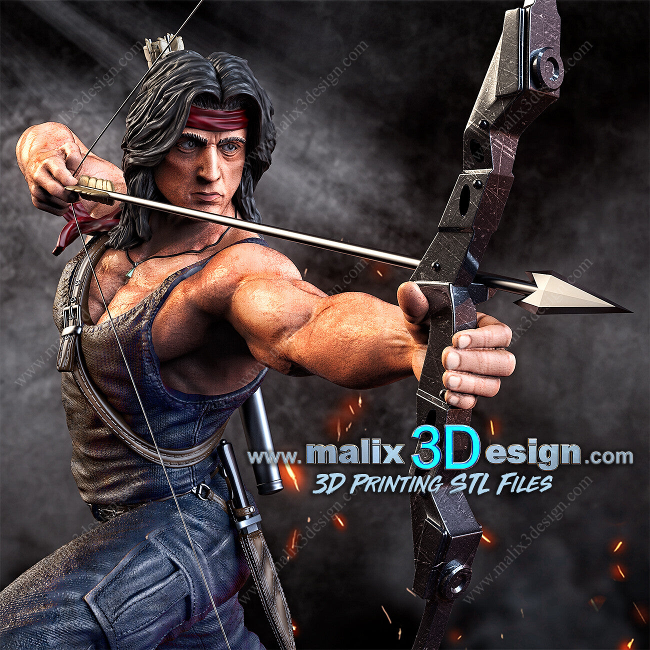 Rambo Figure by Sanix – High Quality 3D Collectible Statue 3DHeroFigure