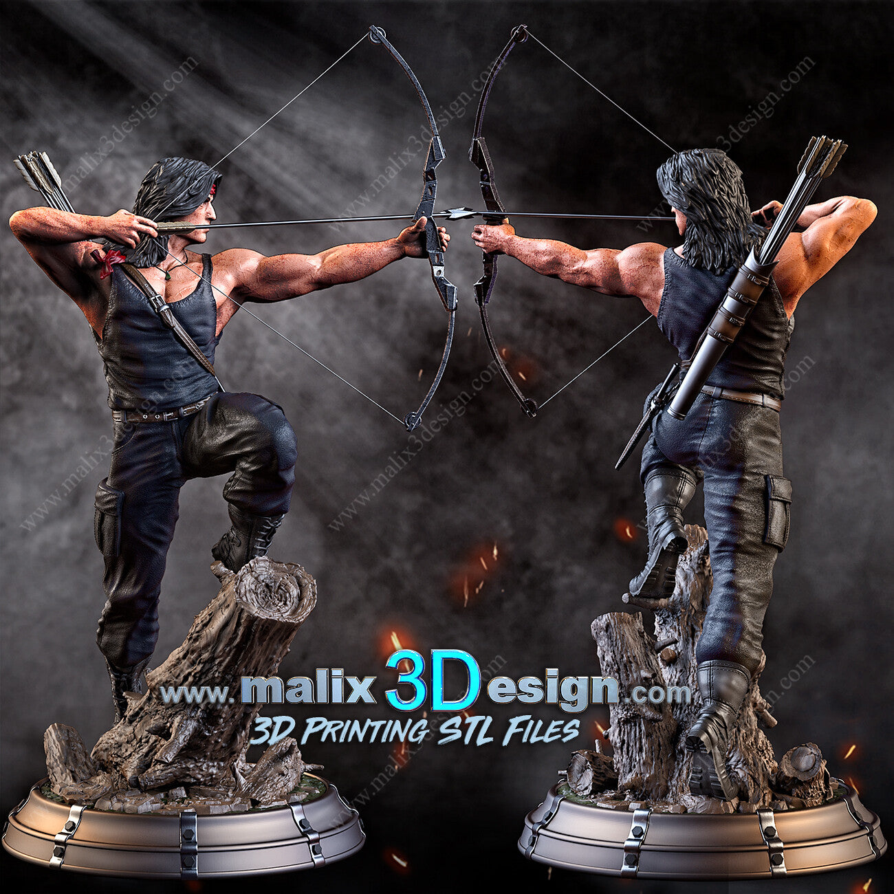 Rambo Figure by Sanix – High Quality 3D Collectible Statue 3DHeroFigure