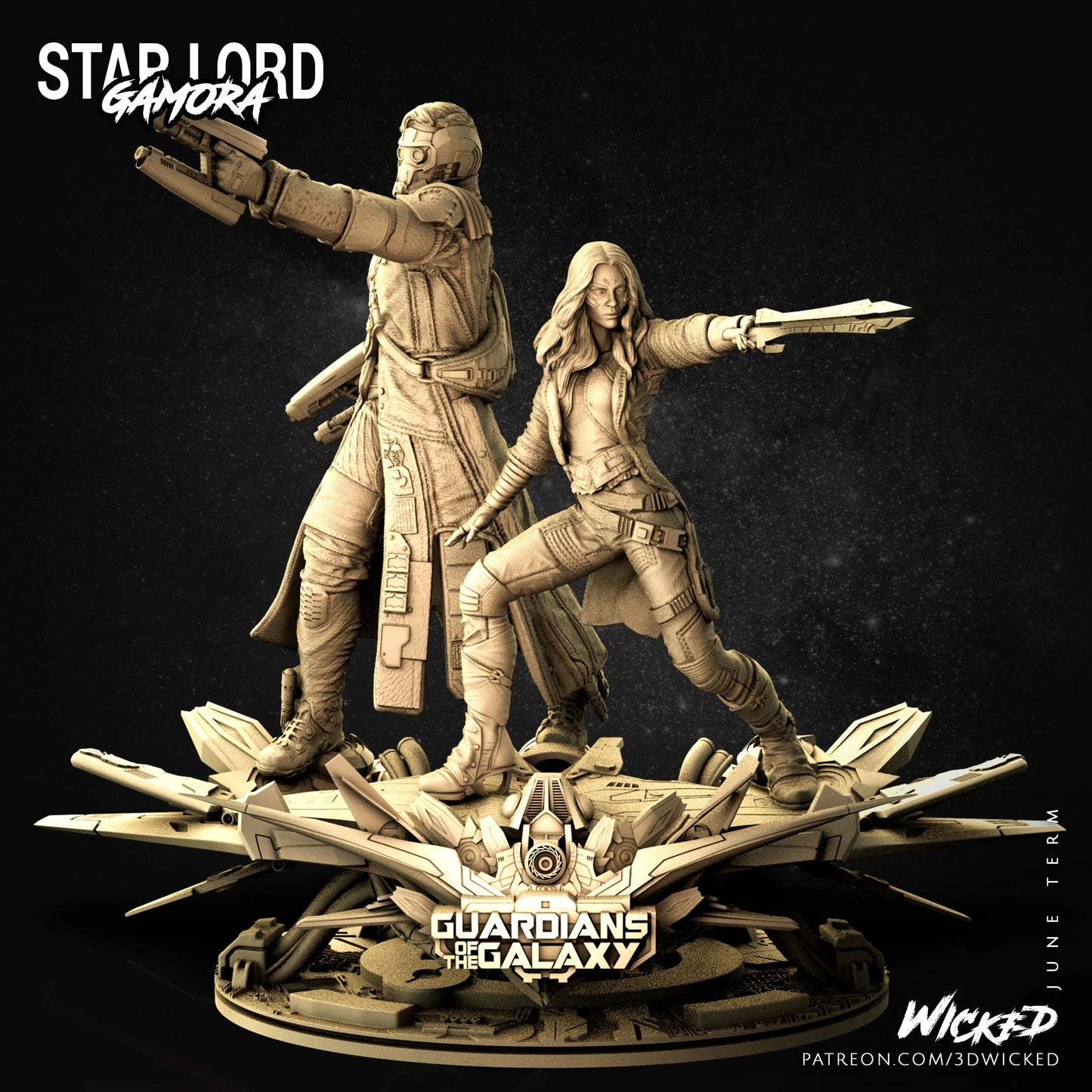 Star Lord Gamora Diorama Figure by Wicked 3DHeroFigure