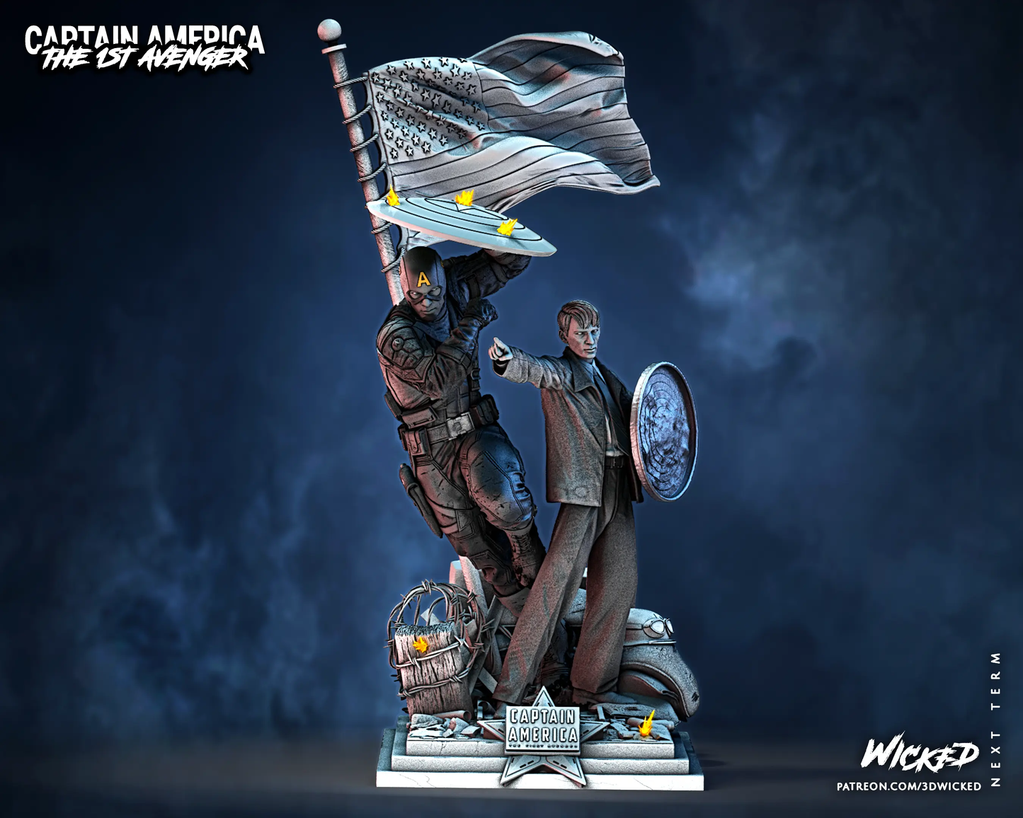 Captain America Steve Rogers Diorama Figure by Wicked 3DHeroFigure