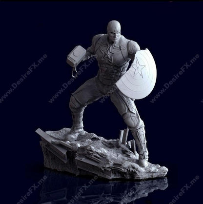 Captain America Mjolnir Figure – High Quality 3D Collectible Statue 3DHeroFigure