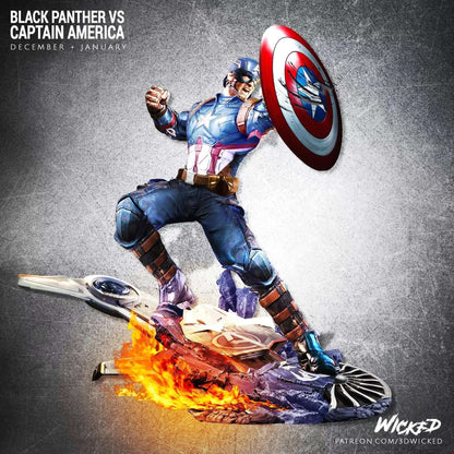 Captain America Black Panther Diorama Figure by Wicked 3DHeroFigure