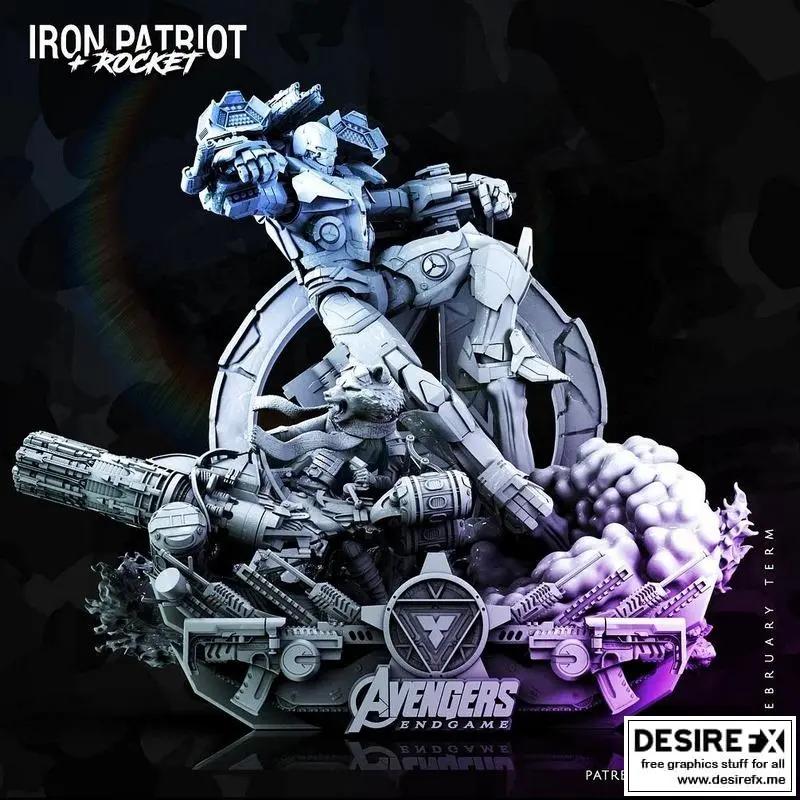 Iron Patriot Rocket Raccoon Diorama Figure by Wicked 3DHeroFigure