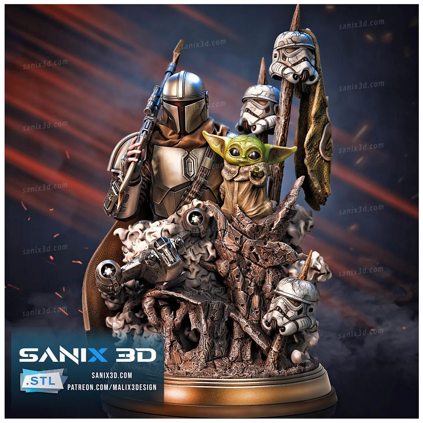 The Mandalorian Figure by Sanix 3DHeroFigure