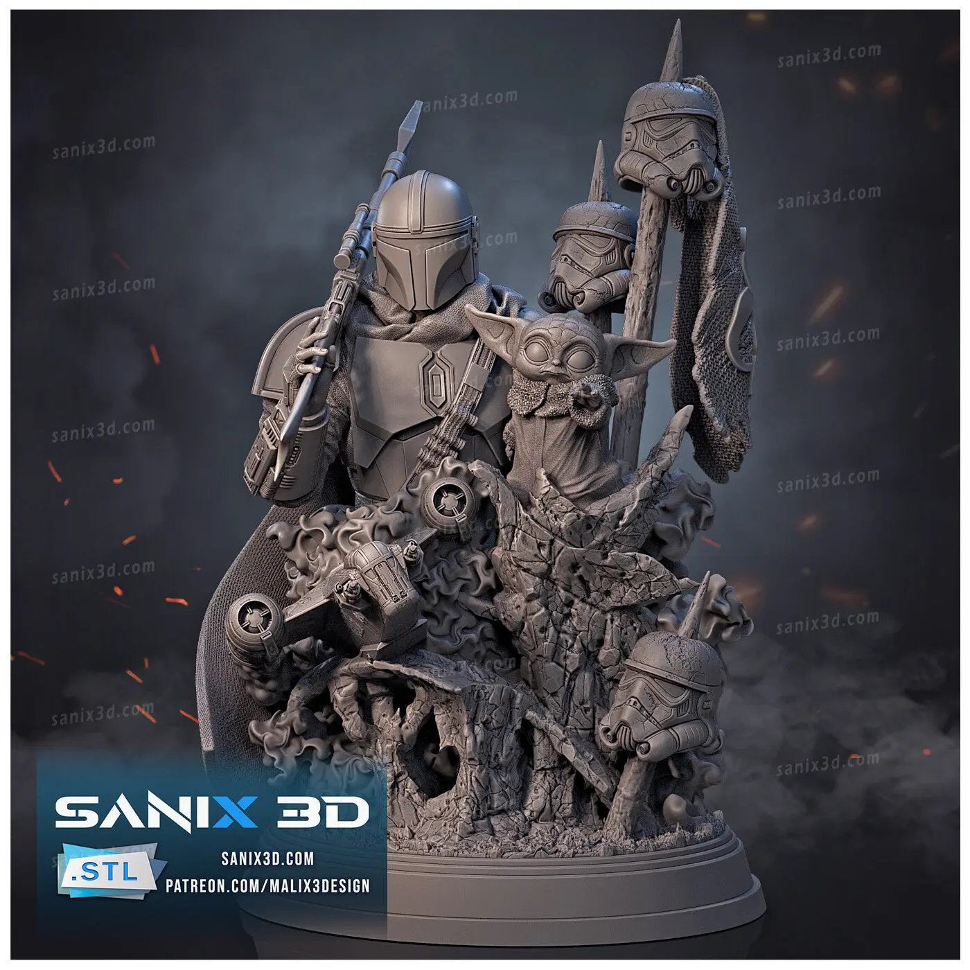 The Mandalorian Figure by Sanix 3DHeroFigure