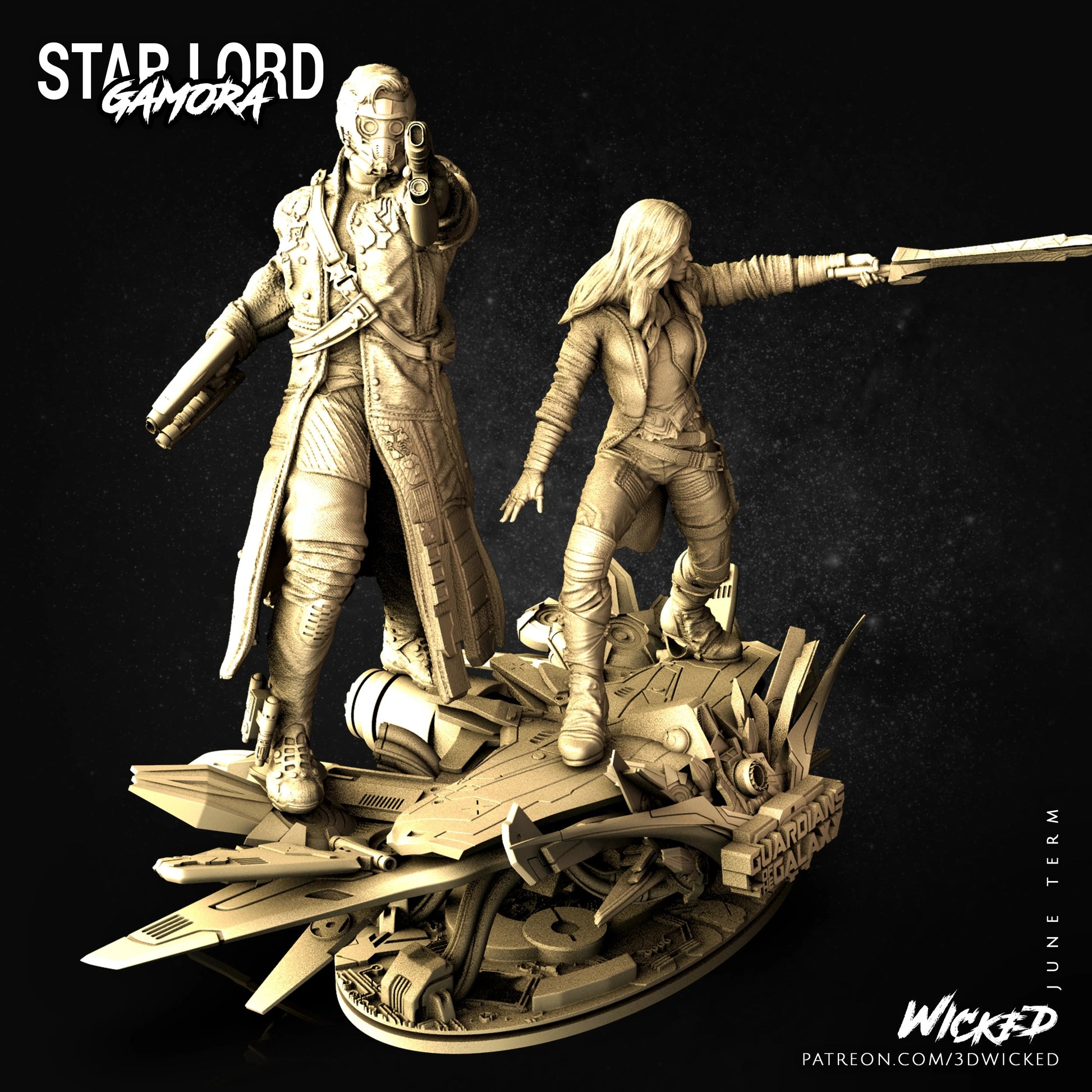 Star Lord Gamora Diorama Figure by Wicked 3DHeroFigure