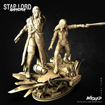 Star Lord Gamora Diorama Figure by Wicked 3DHeroFigure