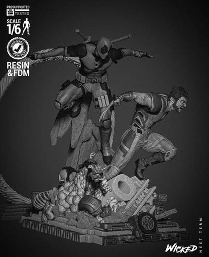 Deadpool Wolverine Diorama Figure by Wicked 3DHeroFigure
