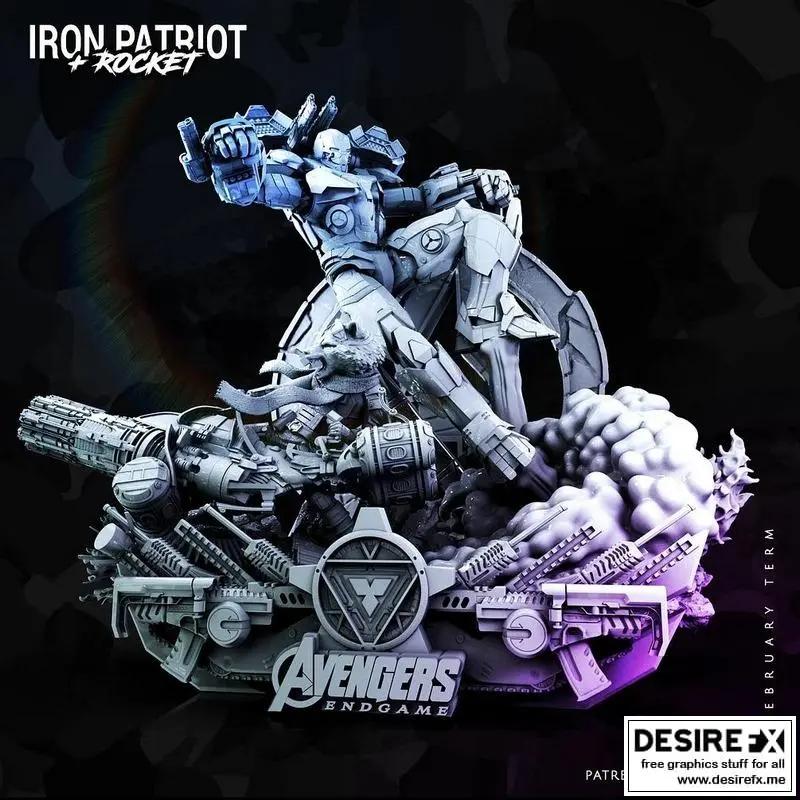 Iron Patriot Rocket Raccoon Diorama Figure by Wicked 3DHeroFigure