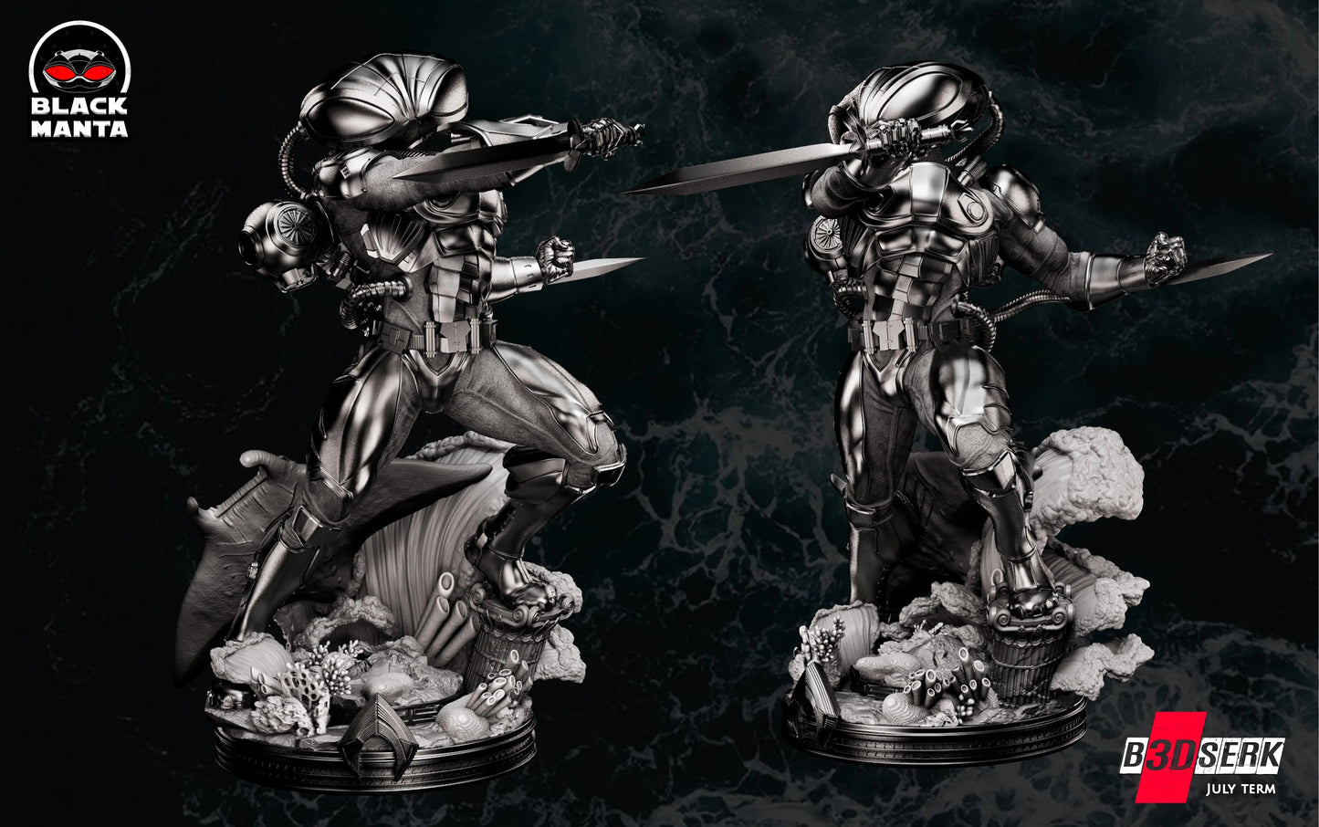 Black Manta Figure by B3DSERK 3DHeroFigure