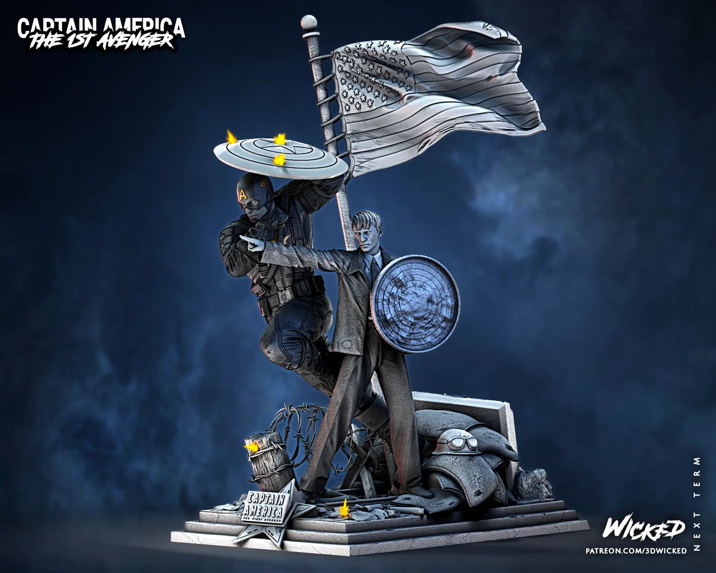 Captain America Steve Rogers Diorama Figure by Wicked 3DHeroFigure