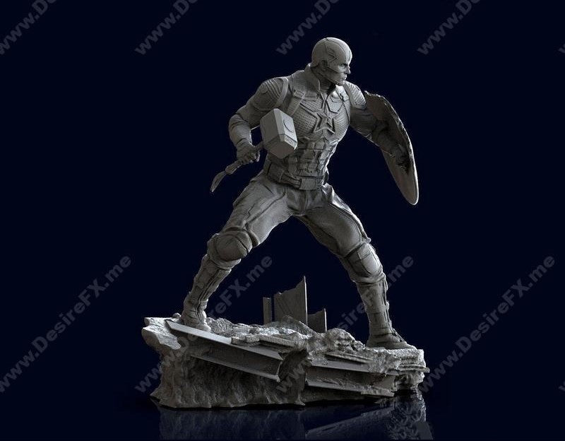 Captain America Mjolnir Figure – High Quality 3D Collectible Statue 3DHeroFigure