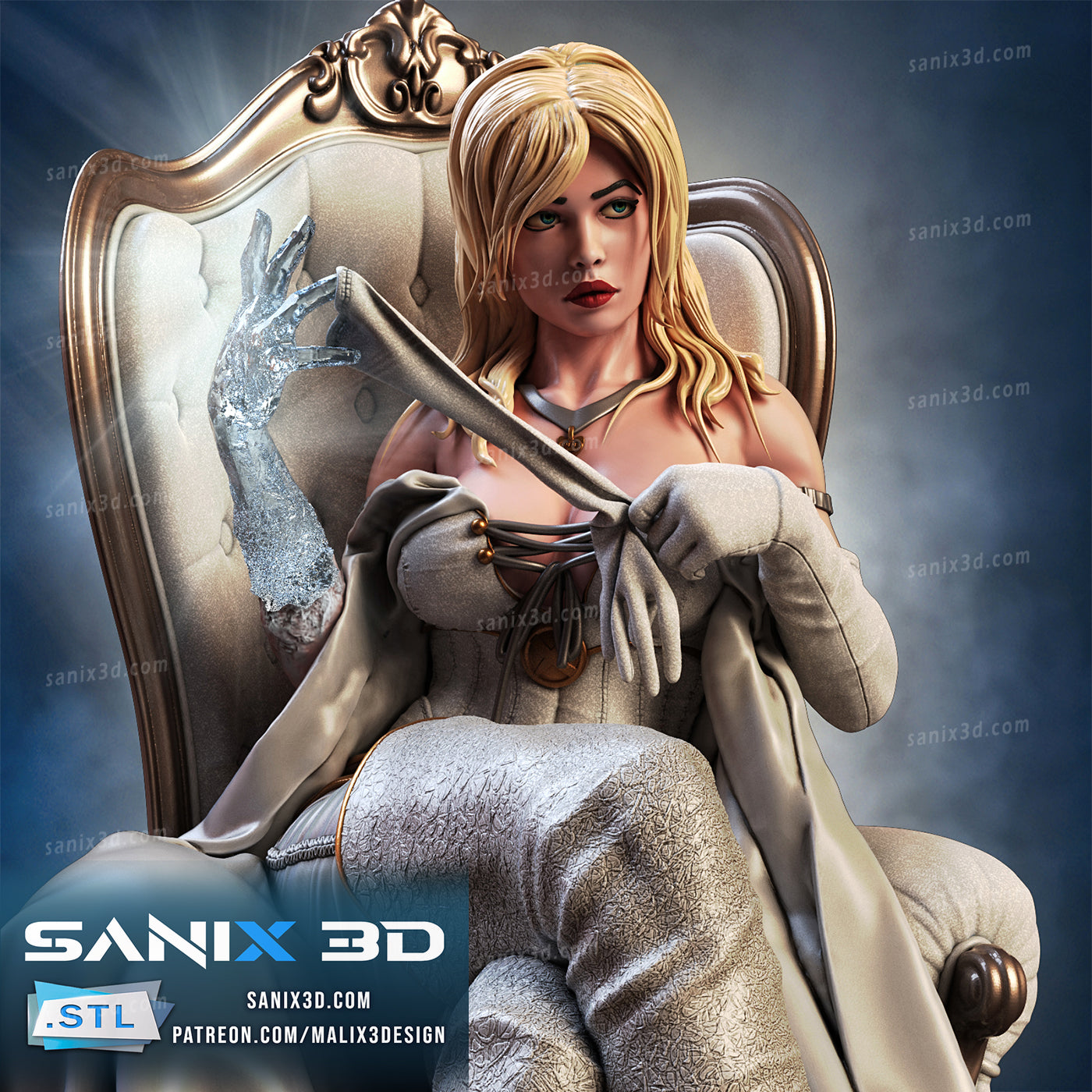 Emma Frost Figure by Sanix – High Quality 3D Collectible Statue 3DHeroFigure
