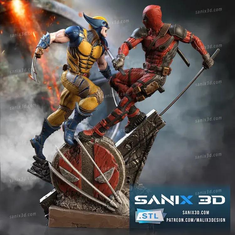 Deadpool Wolverine Diorama Figure by Sanix 3DHeroFigure