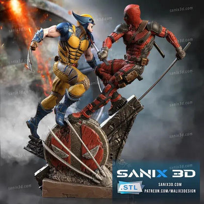 Deadpool Wolverine Diorama Figure by Sanix 3DHeroFigure