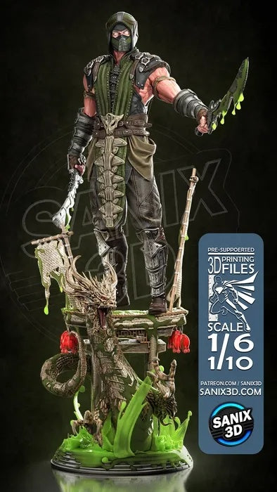 Mortal Kombat Reptile Figure by Sanix – High Quality 3D Collectible Statue 3DHeroFigure