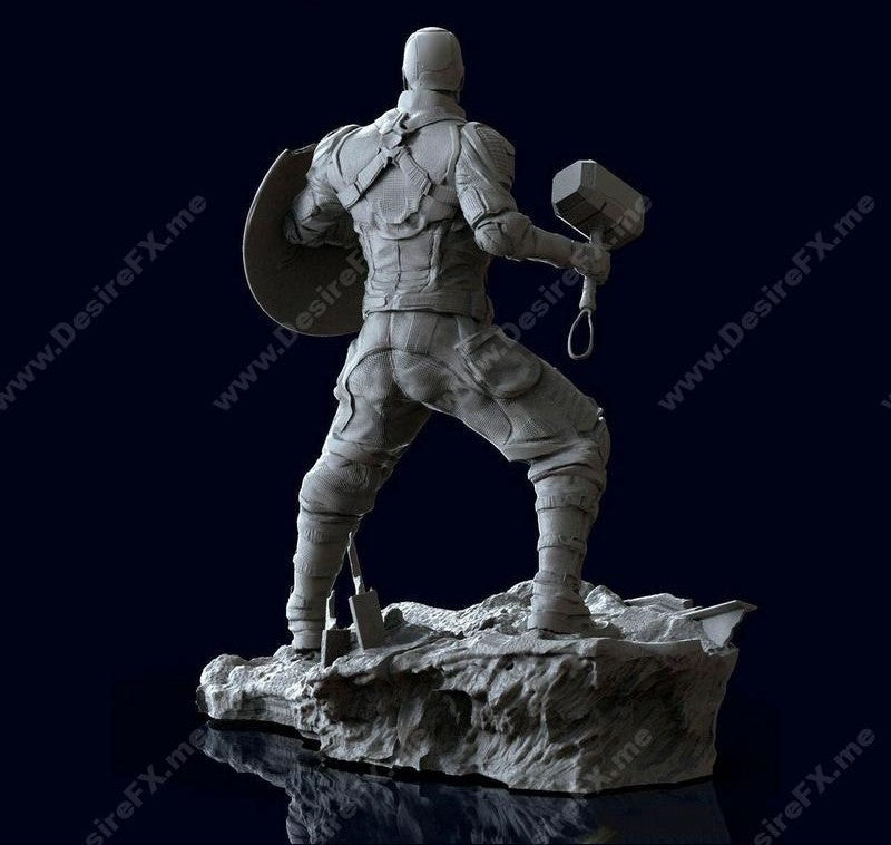 Captain America Mjolnir Figure – High Quality 3D Collectible Statue 3DHeroFigure