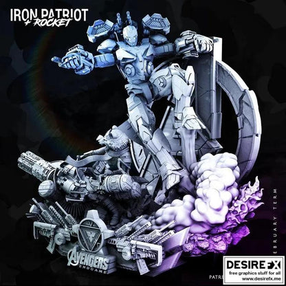 Iron Patriot Rocket Raccoon Diorama Figure by Wicked 3DHeroFigure