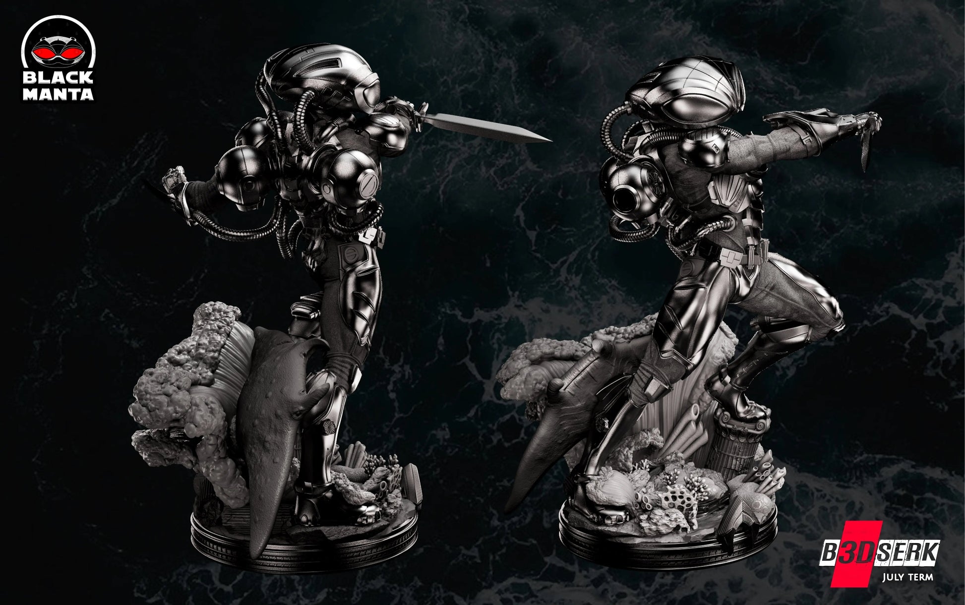 Black Manta Figure by B3DSERK 3DHeroFigure