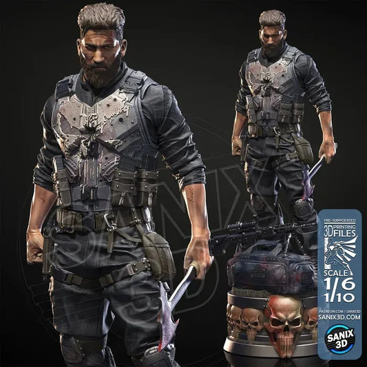 Punisher Figure by Sanix – High Quality 3D Collectible Statue 3DHeroFigure